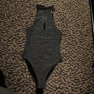 Sparkly Gray women’s one piece w/ Keyhole